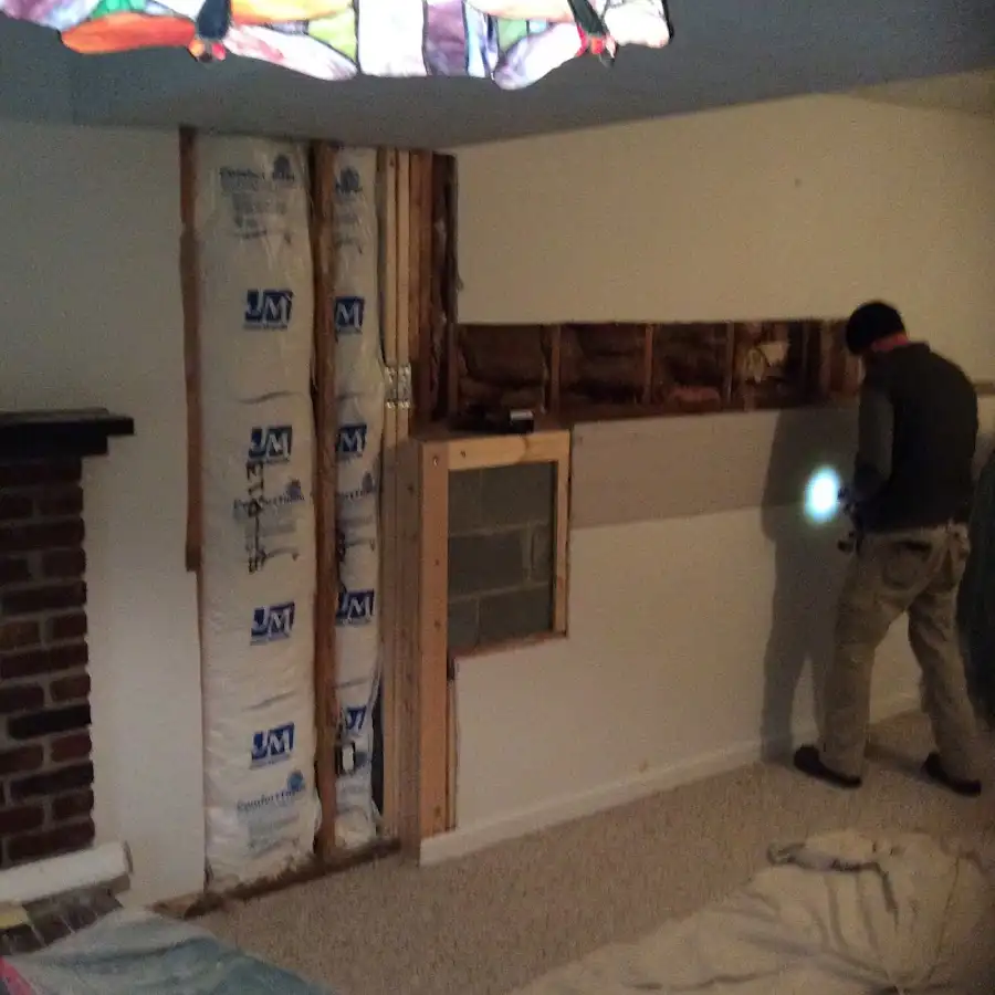 Restoration technician inspecting water damage in Anderson